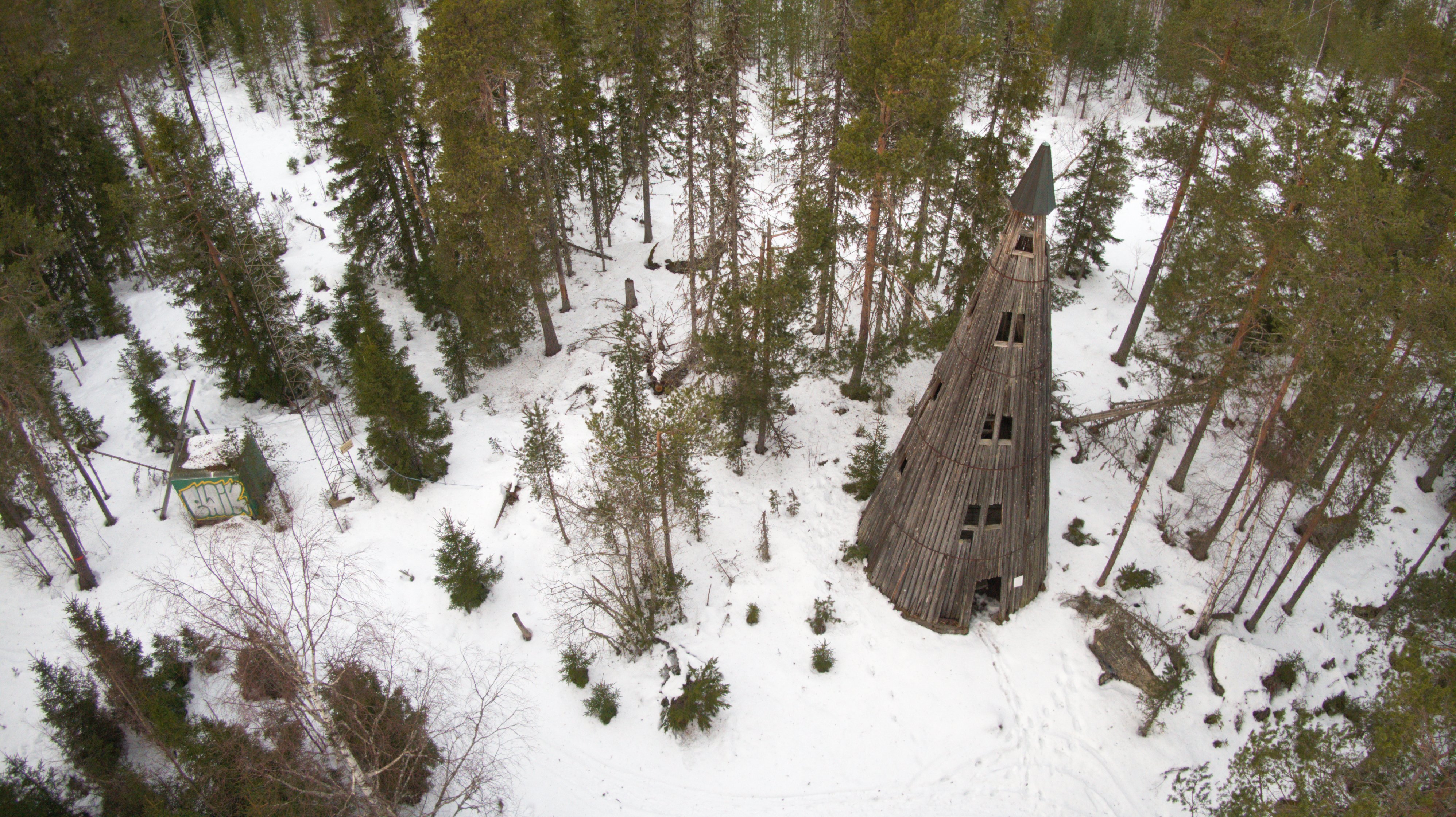 Drönarfoto av landskap i Hälsingland